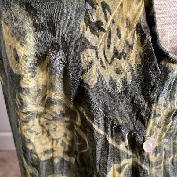 August Max Woman Sleevless Midi Dress 16W Green Sheer Floral Overlay Artsy Lagom - Picture 10 of 11